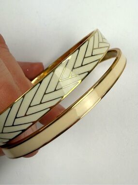 J. Crew and C.Wonder Cream and Gold Enamel Bangle Bracelets